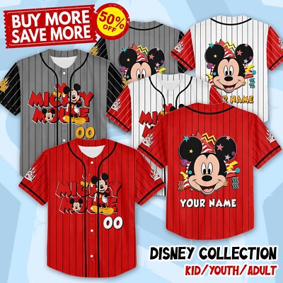 Custom Mickey Mouse Disney Baseball Jersey Collection Kid Men Women Gift NEW-image