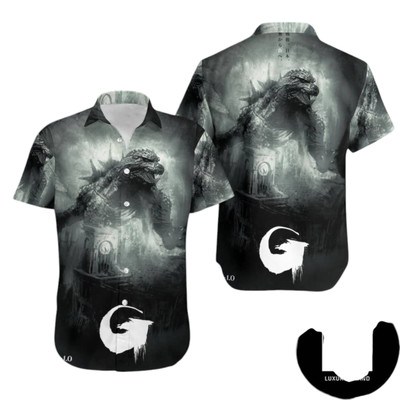 Godzilla Minus One An Official New Poster Black And White Fan Gifts Hawaiian Sh-image