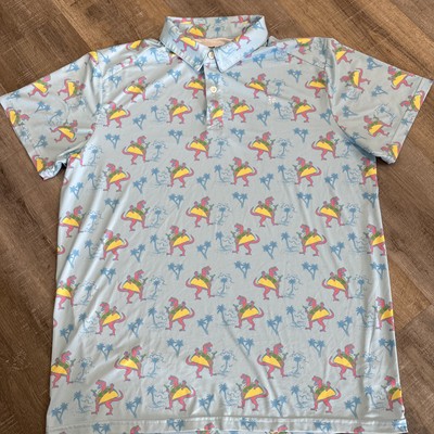 Tipsy Elves Tacosaurus Hawaiian Button-Up Shirt Mens L Taco Dinosaur T-Rex Funny-image