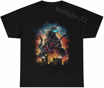 Rockzilla Godzilla Guitar Kaiju Movie Fan Art Vintage Tee S-5XL Men Women Unisex-image
