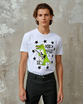 White Cotton  T-Shirt For Man,Round Neck ,Rock ,Croco, new with tags, gift pack-image