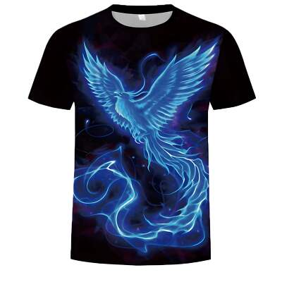 Dragon Print Men's Loose Fit Round Neck Short Sleeve T-Shirt in Mesh Fabric for-image