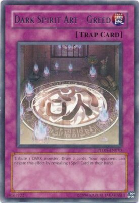 Dark Spirit Art - Greed - PTDN-EN070 - Rare - Unlimited Edition NM YuGiOh!  Boos-image