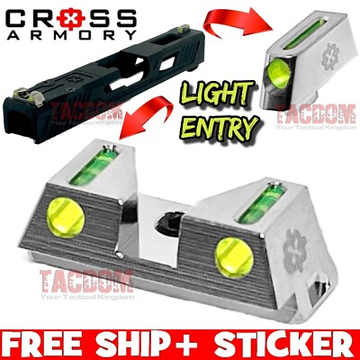 Cross Armory SILVER STANDARD Height Sights GL0CK 17 19 21 23 26 34 FIBER OPTIC-image