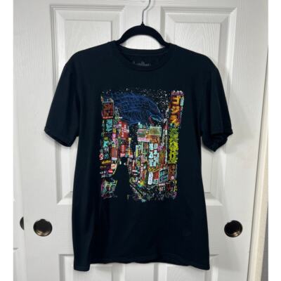 Godzilla Kaiju City Mens Threadless T-Shirt Black Kooky Love Design Medium-image