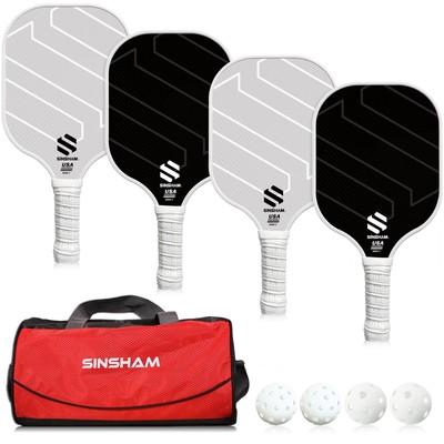 Set of 4 SINSHAM Graphite Pickleball Rackets Fiber Face Polymer Honeycomb Core-image