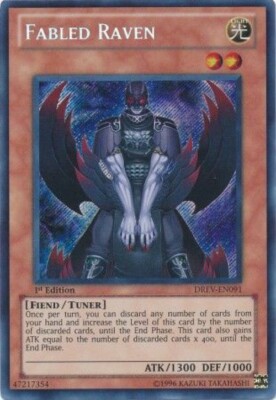 YuGiOh Yu-Gi-Oh 5D's Duelist Revolution Secret Rare Fabled Raven DREV-EN091-image