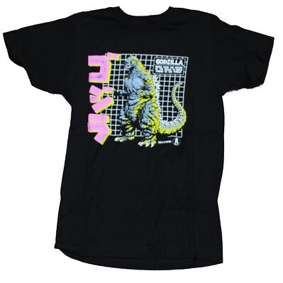 Godzilla Adult New T-Shirt - Godzilla Grid & Pink Kanji-image