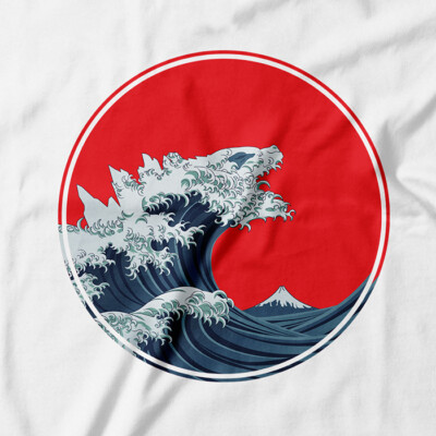 Godzilla T-Shirt Wave Tanagawa Kaiju Monster Tokyo Retro Japanese Culture Mothra-image