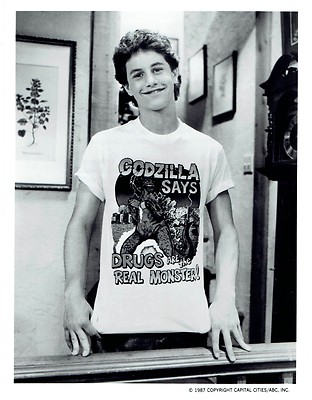 1987 Original ABC Photo Kirk Cameron models Godzilla T-Shirt on 
