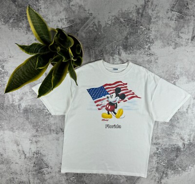 Vintage  Disney 90S Mickey Mouse Florida USA Flag Cartoon Y2K T Shirt Tee-image