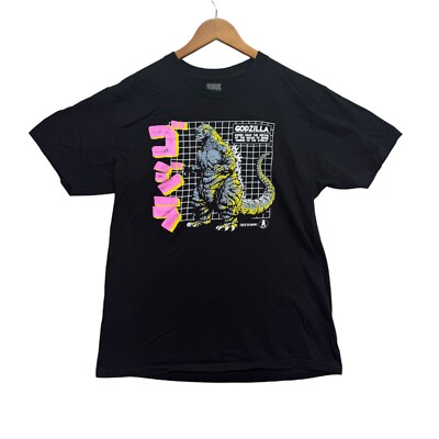 Godzilla Japanese Kanji Black Men's VTG Indie Hipster Movie Throwback T-Shirt L-image