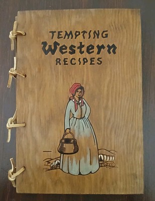 Tempting Western Recipes Culinary Arts Cookbook 1936 Wood Cover Americana-image