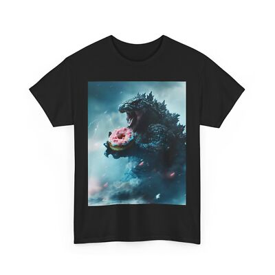 HUNGRY GODZILLA DONUT SWEETS TSHIRT TEE GIFT MEN DAD MONSTER JAPAN ANIME SHIRT-image