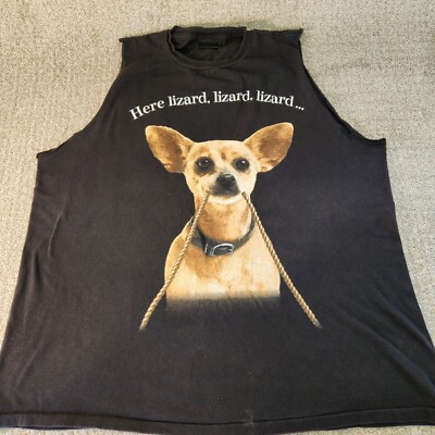 Vintage Taco Bell Chihuahua Shirt Mens XXL Black 90s Here Lizard Lizard-image