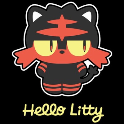 POKEMON Hello Litty HELLO KITTY Litten Anime/Game Art Cute NEW TEEFURY T-SHIRT-image
