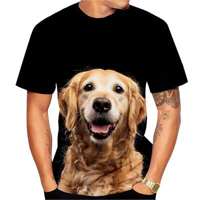 Men's Cute Dog 3D Printed Short Sleeve T-Shirt for Summer Fashion, Stylish Spand-image