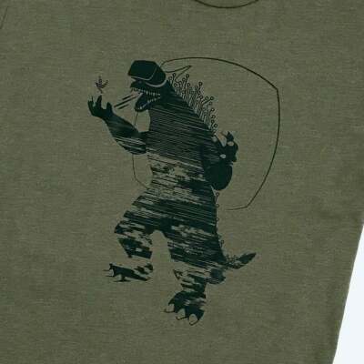 VR Godzilla tech shirt - Gift for Men, video gamers, virtual reality, retro geek-image