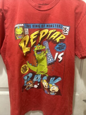 Nickelodeon Reptar Rugrats King Of Monsters Red Cotton T Shirt Size M-image