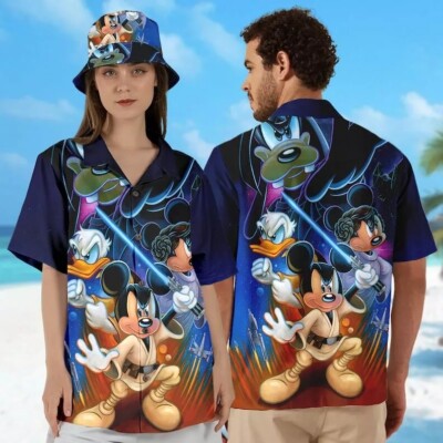 Mickey & Friends Cosplay Guardians Of The Galaxy Star Wars Hawaiian Shirt -image