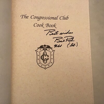 The Congressional Club Cook Book Signed Senator Bill Roth USS (Del) 1993-image