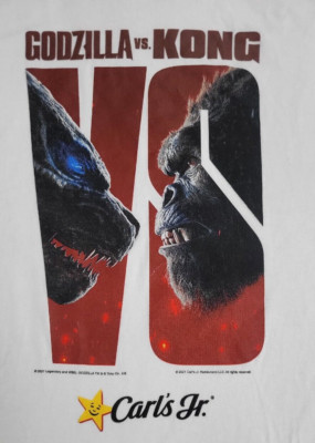 Godzilla VS Kong Movie T-Shirt X-Large  White ATC Carl's Jr. Promo 2021-image