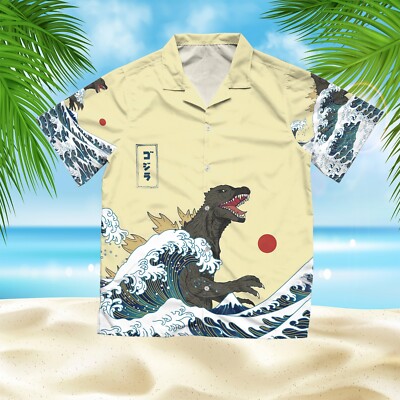 Godzilla King Of Monster Hawaiian Shirt Casual Button Down Unisex Adults Outfit-image