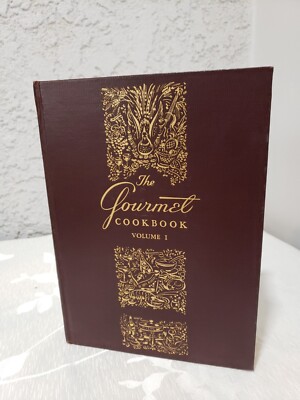 The Gourmet Cookbook Volume I 1956 Hardcover Leather Bound Vintage Excellent -image