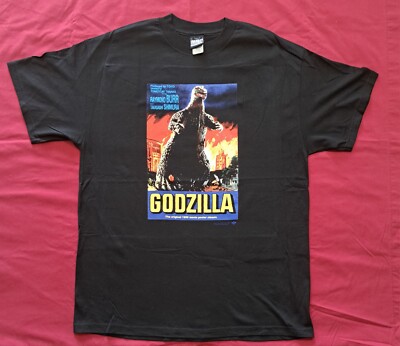 Godzilla 1954 NEW Black Shirt Size Large Toho Monster Alt Poster Japan 05 Print-image