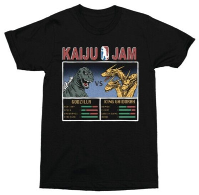 Godzilla vs King Ghidorah Kaiju Jam Stats T-Shirt Large L NEW-image