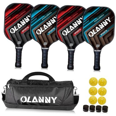 Graphite Pickleball Paddles Set- Premium Rackets Fiber Face & Polymer -image
