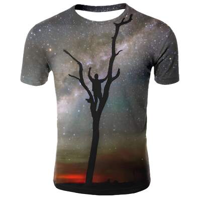 Youthful Style Short Sleeve Top with Starry Cartoon Print – Comfortable Spandex-image