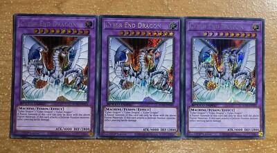 🔥 3x Yugioh CYBER END DRAGON SECRET RARE SGX1-ENG21 1ST ED PLAYSET SPEED DUEL-image