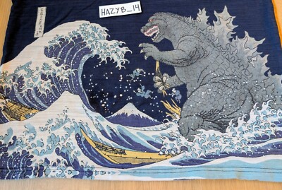Godzilla X Hokusai Great Wave Of Kanagawa Mt Fuji Graphic T-shirt Men's Size XXL-image