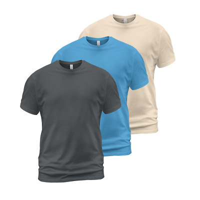 Set 3 Unisex Adult Heavy Cotton T-Shirt, Natural, Sapphire, Tweed Gildan T-Shirt-image