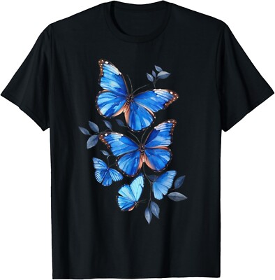 Blue Morpho Butterfly Swarm Lepidoptera Lover Entomologist T-Shirt-image