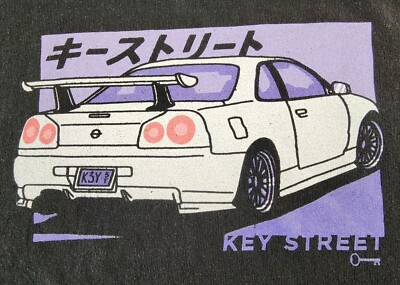 Key Street Drift Car Shirt Mens Large Nissan Skyline GT-R Japan Racing Adult A49-image