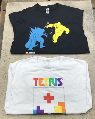 Lot Of 2 American Red Cross Godzilla X Kong The New Empire & Tetris T Shirts - L-image