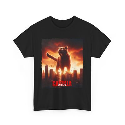 Funny Catzilla Graphic Tee – Catzilla Monster Cat Godzilla Mashup T-Shirt-image