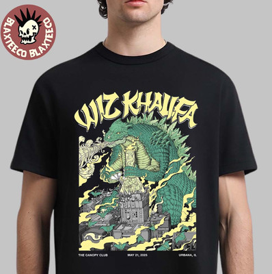 Wiz Khalifa Urbana Illinois 2025 On May 21 Godzilla Smoking Some Weed T-Shirt-image
