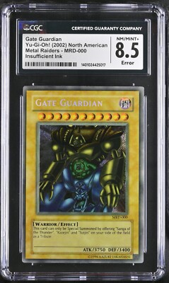 CGC 8.5 NM Gate Guardian MRD-000 Secret Rare FADED Insufficient Ink Error Yugioh-image