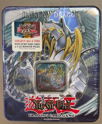 Yugioh GX 2007 Rainbow Dragon Tin Factory Sealed Still Shrink-wrapped-image