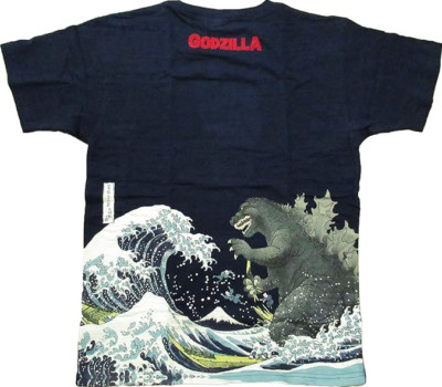 [Four Cart] [Godzilla x Ukiyo-e] Discharge-dyed T-shirt [Thirty-six Views of Mou-image