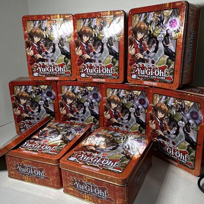 Yugioh 2018 Jaden Yuki Mega Tin Empty Card Collectible Tin Yu-Gi-Oh Set of 9 Lot-image