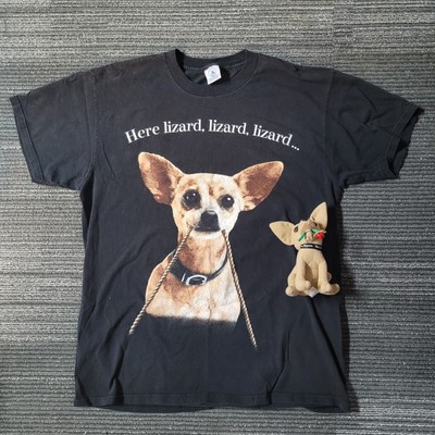 Vtg 1998 Taco Bell Chihuahua Dog 2-Sided Black T Shirt XL Godzilla Movie Promo -image