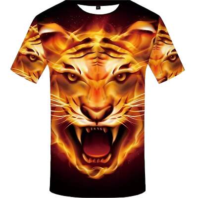 Stylish 3D Digital Animal Print T-shirt for Men - Short Sleeve Loose Fit Casual-image