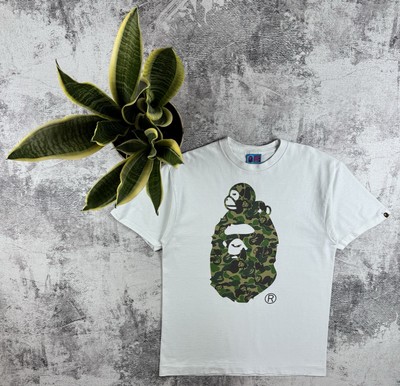 BAPE A Bathing Ape Vintage 00S Rap Hip Hop White Graphic Camo Monkey T Shirt Tee-image