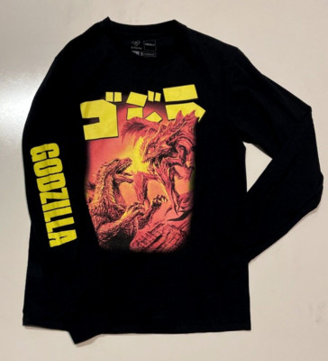 Godzilla Crunchyroll Cataclysm Toho Monsters Medium Long Sleeve Shirt Black+ARM!-image