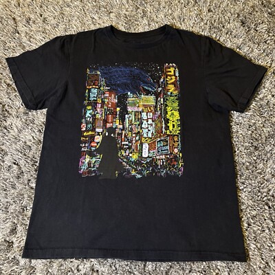 Threadless Godzilla Graphic T-Shirt Medium Anime Neon Kaiju City Kooky Love EUC-image