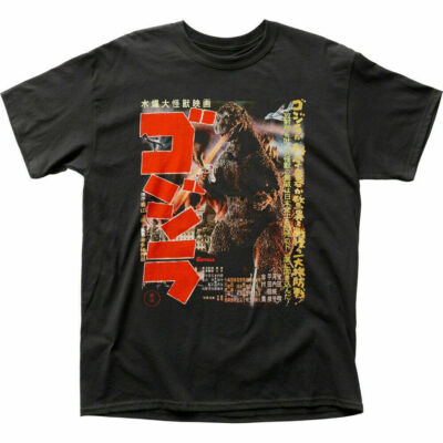 Godzilla Gojira Poster T Shirt Mens Licensed Pop Culture Movie Retro Tee Black-image